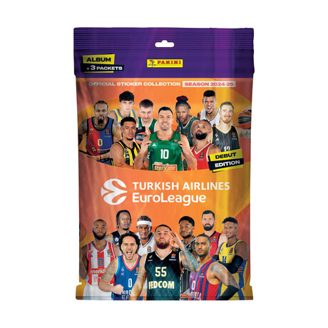 Panini Euroleague 2025: Starter Pack Album Plus 15 Stickers (3 Packs of 5 Stickers)