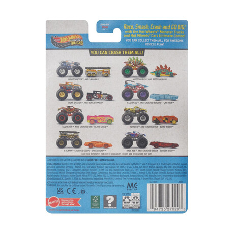 Mattel hot Wheels: Monster Trucks - Motosaurus 2 Pack Vehicles (Jcg40)
