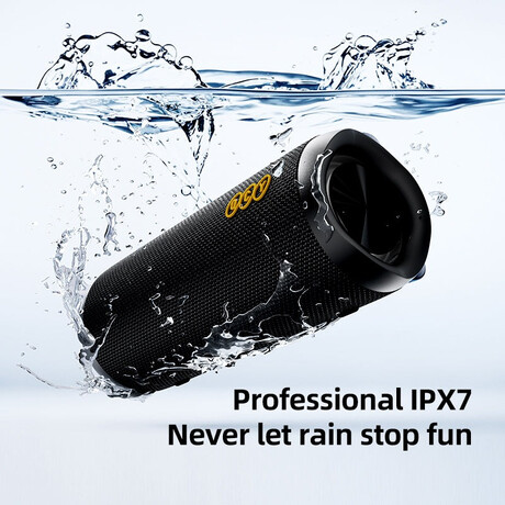 QCY SP7 Black -  Portable Bluetooth Speaker w Stereo Sound 40W, Mic for Calls, RGB Light Show