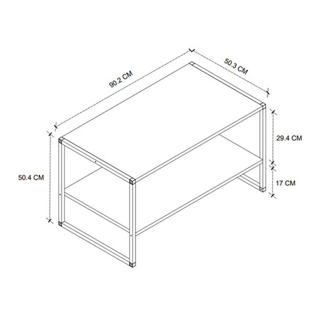Τραπεζάκι Σαλονιού Giza Megapap Χρώμα Rustic Καρυδί 90,2x50,3x50,4εκ.