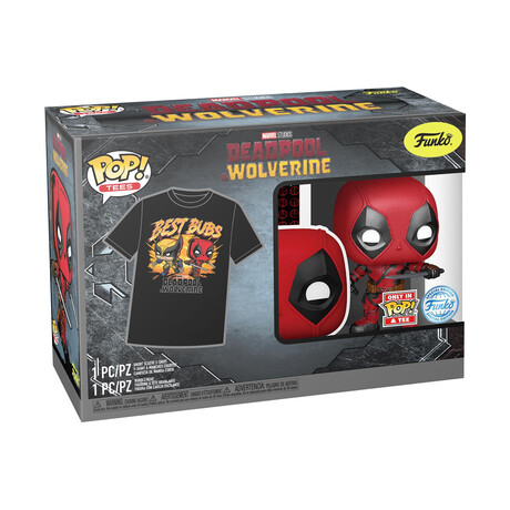 Funko Pop! &Amp; Tees (Adult): Deadpool &Amp; Wolverine - Deadpool &Amp; Wolverine Best Bubs Bobble-Head Vinyl Figure and t-Shirt (s)