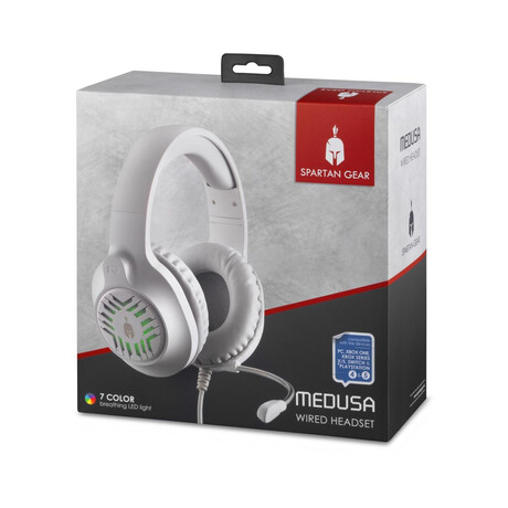 Spartan Gear - Medusa Wired Headset (Compatible With Pc,ps4,ps5.xbox1,xbox Series X/s,switch) White/grey