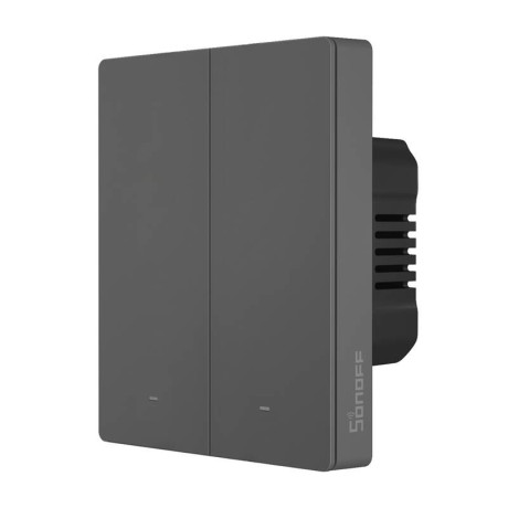 Έξυπνος Επιτοίχιος Διακόπτης Wifi Sonoff m5-2c-80 (2 Καναλιών, για Πλαίσιο, Γραφίτης)