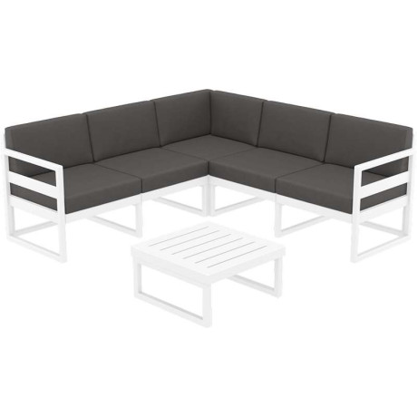 MYKONOS ΓΩΝΙΑ SET WHITE ΜΕ ΜΑΞΙΛΑΡΙΑ ΠΟΛ/ΝΙΟΥ (+ΤΡΑΠ.65εκ.)