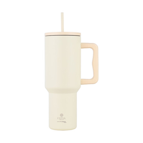 Estia Θερμος Straw Tumbler xl Save the Aegean 1200ml Lily White