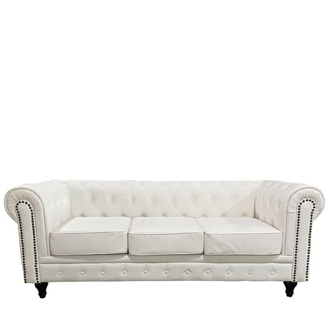 Καναπές Τριθέσιος ArteLibre AVERY Λευκό PU 208x90x73cm