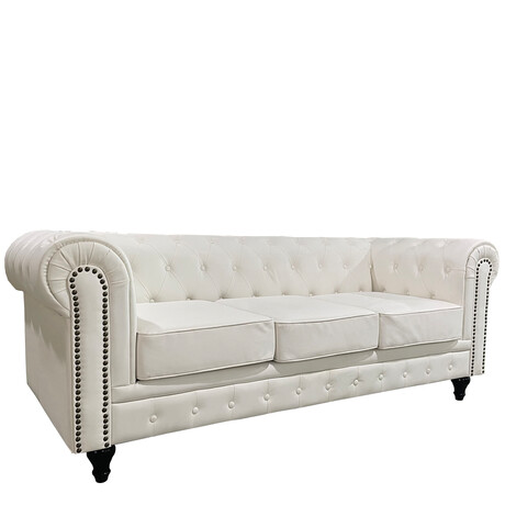 Καναπές Τριθέσιος ArteLibre AVERY Λευκό PU 208x90x73cm