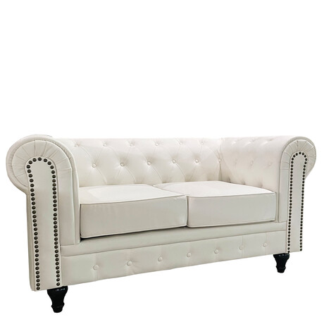 Καναπές Διθέσιος ArteLibre AVERY Λευκό PU 155x90x73cm