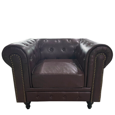 Πολυθρόνα ArteLibre AVERY Σκούρο Καφέ PU 100x90x73cm