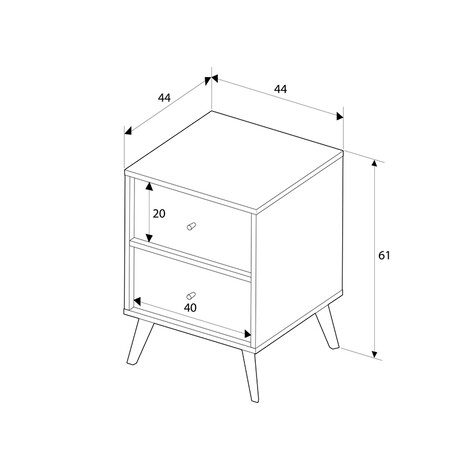 Κομοδίνο Terra Megapap Χρώμα Florida oak 44x44x61εκ.