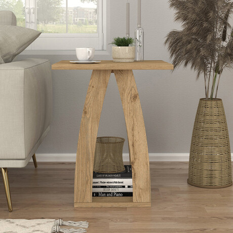Τραπεζάκι Βοηθητικό - Κομοδίνο Deros Megapap Χρώμα Sepet oak 45x45x56εκ.