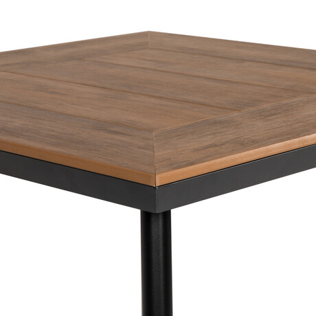 Τραπέζι Κήπου ArteLibre EPUPA Μαύρο/Καρυδί Αλουμίνιο/Ξύλο 80x80x73cm