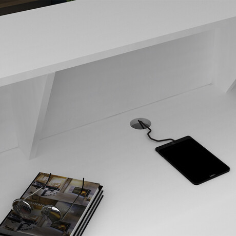 Γραφείο Reception Gemini Megapap Χρώμα Λευκό 100x70x110εκ.