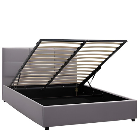 Κρεβάτι Διπλό ArteLibre CLOUDREST Γκρι Ύφασμα 214x168x109cm (Στρώμα 160x200cm)