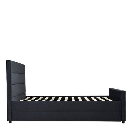 Κρεβάτι Διπλό ArteLibre SLEEPSUIT Μαύρο Ύφασμα 218x172x118cm (Στρώμα 160x200cm)