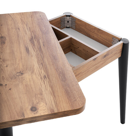 Τραπέζι Dolunay Megapap Επεκτεινόμενο Χρώμα Atlantic Pine - Μαύρο 100x60(120x100)x79,5εκ.