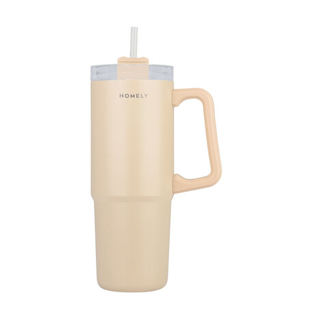 Homely Θερμος Straw Tumbler 900ml Sandstone