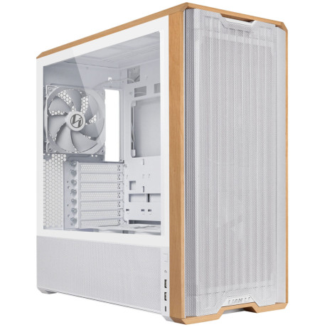 Lian li Lancool 217 White - Wood Accent - atx pc Case (5 Fans) 2 x 170mm, 1 x 140mm & 2 x 120mm pwm
