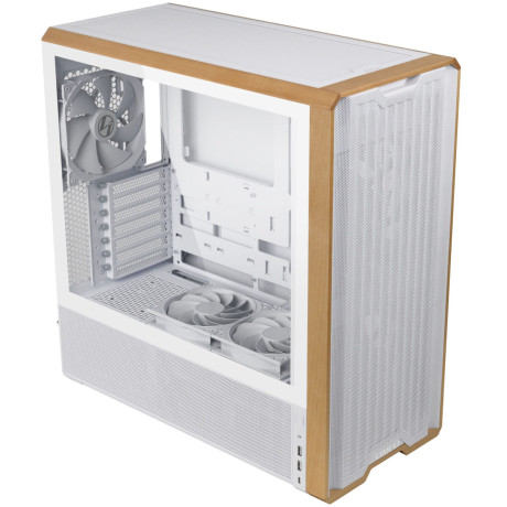 Lian li Lancool 217 White - Wood Accent - atx pc Case (5 Fans) 2 x 170mm, 1 x 140mm & 2 x 120mm pwm