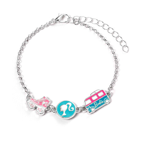 Carat Shop Barbie - Charm Bracelet With Three Enamelled fun Charms - Silhouette, Skate, & Camper van (Bmcb0009)
