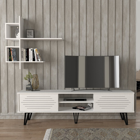 Σύνθεση Τηλεόρασης Salerno Megapap Χρώμα Λευκό 180x35x51εκ.