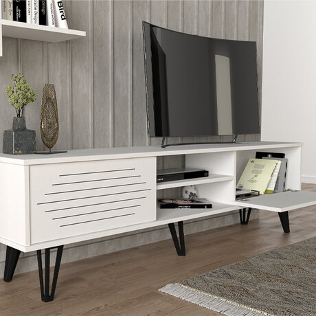 Σύνθεση Τηλεόρασης Salerno Megapap Χρώμα Λευκό 180x35x51εκ.