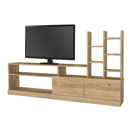 Σύνθεση Τηλεόρασης Pesaro Megapap Χρώμα Sepet oak 165x25x91,3εκ.