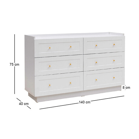 Συρταριέρα Henry Megapap Χρώμα Λευκό 140x40x75εκ.