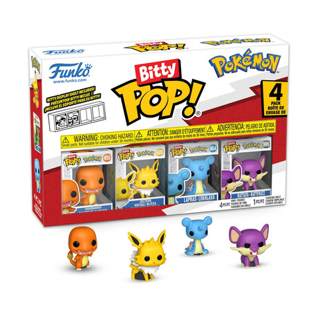 Funko Bitty Pop! 4-Pack: Pokemon - Charmander, Jolteon, Larpas, Rattata Vinyl Figures