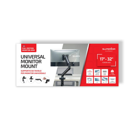 Superior Επιτραπέζια Βάση Οθόνης pro 17"-32" με Πλήρως Ρυθμιζόμενο Βραχίονα (Supspc003) (Sprsupspc003)