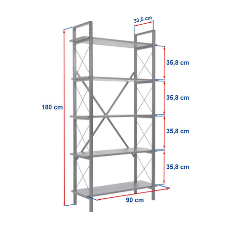 Βιβλιοθήκη Elysian Megapap Χρώμα Λευκό - Χρυσό 90x33,5x180εκ.