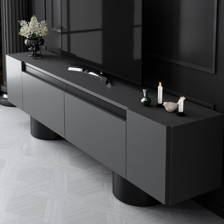 Έπιπλο Τηλεόρασης Haven Megapap Χρώμα Ανθρακί 180x30x50εκ.