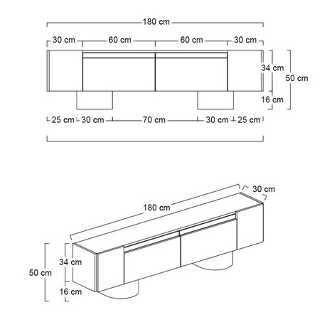 Έπιπλο Τηλεόρασης Haven Megapap Χρώμα Ανθρακί 180x30x50εκ.
