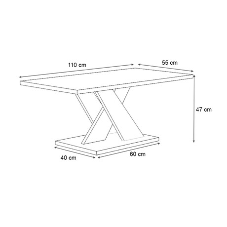 Τραπεζάκι Σαλονιού Marcello Megapap Χρώμα Λευκό 110x55x47εκ.