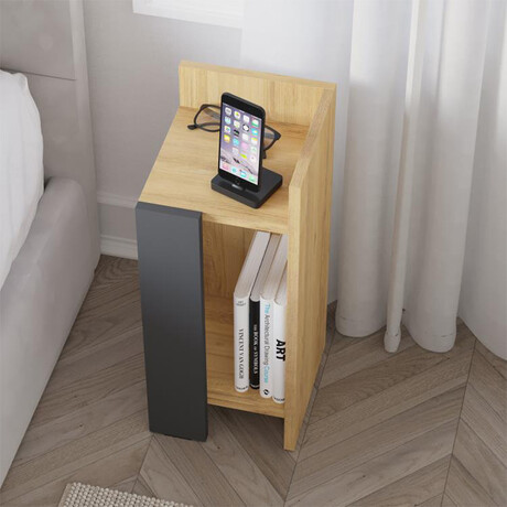 Κομοδίνο Elos Megapap Δεξί Χρώμα Sapphire oak - Ανθρακί 25x27x60εκ.