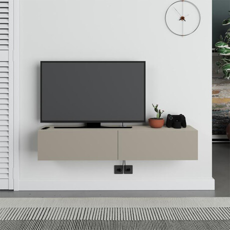 Έπιπλο Τηλεόρασης Επιτοίχιο Francy Megapap Χρώμα Sandstone 135x31,7x25εκ.