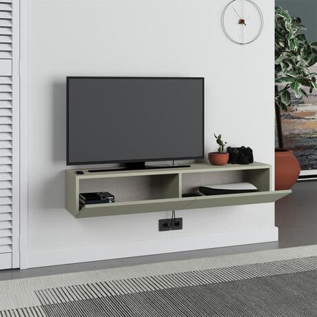 Έπιπλο Τηλεόρασης Επιτοίχιο Francy Megapap Χρώμα ash Green 135x31,7x25εκ.