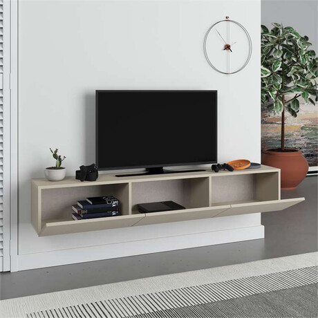 Έπιπλο Τηλεόρασης Επιτοίχιο Francy Megapap Χρώμα Sandstone 180x30x30εκ.