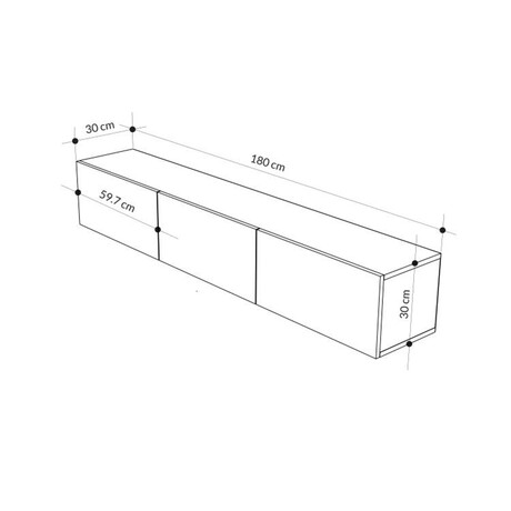 Έπιπλο Τηλεόρασης Επιτοίχιο Francy Megapap Χρώμα Sandstone 180x30x30εκ.