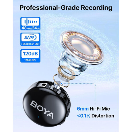 Boyalink 3 - Type-c & 3,5mm ai-Powered Button Wireless Microphone 2 tx + 1 rx + Charging Case