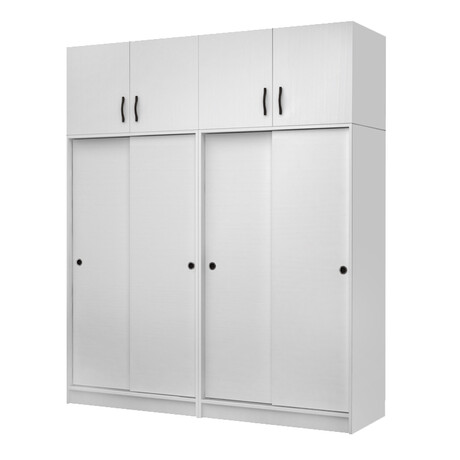 Ντουλάπα Ρούχων Regio Megapap Τετράφυλλη Συρόμενη με Πατάρι Χρώμα Λευκό 200x60x240εκ.