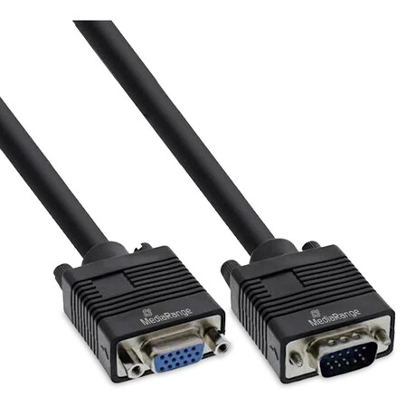 Mediarange vga Extension Cable, vga (Hd15) Plug to Socket, 2m Cable Length, Black (Mrcs249)