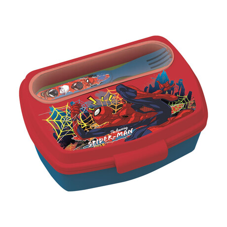 Stor: Marvel Spiderman Moving Target - Funny Sandwich box With Cutlery (83509)