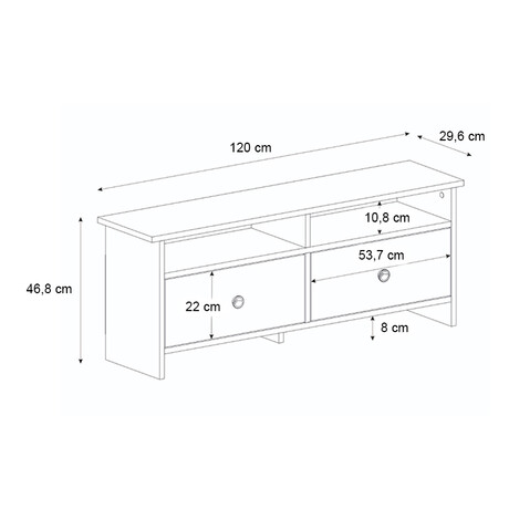 Έπιπλο Τηλεόρασης Gradias Megapap Χρώμα Λευκό - Sapphire oak 120x29,6x46,8εκ.