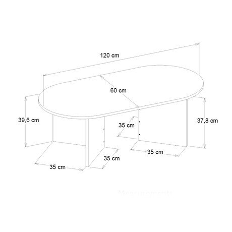 Τραπεζάκι Σαλονιού Cortado Megapap Χρώμα Travertine 120x60x39,6εκ.