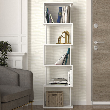 Βιβλιοθήκη Alvina Megapap Χρώμα Λευκό 45x19,6x158,8εκ.