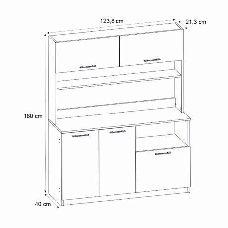 Έπιπλο Κουζίνας Tuco 3 Megapap Χρώμα Λευκό 123,8x40x180εκ.