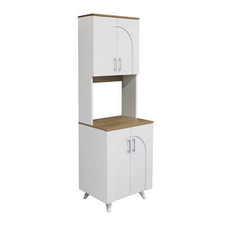 Έπιπλο Κουζίνας Kalira 2 Megapap Χρώμα Λευκό - Rota oak 60x40x196εκ.