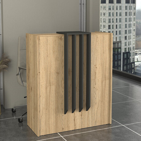 Γραφείο Υποδοχής - Reception Hola Megapap Χρώμα Sepet oak - Ανθρακί 93,6x45,2x110,3εκ.