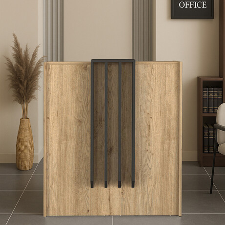 Γραφείο Υποδοχής - Reception Hola Megapap Χρώμα Sepet oak - Ανθρακί 93,6x45,2x110,3εκ.